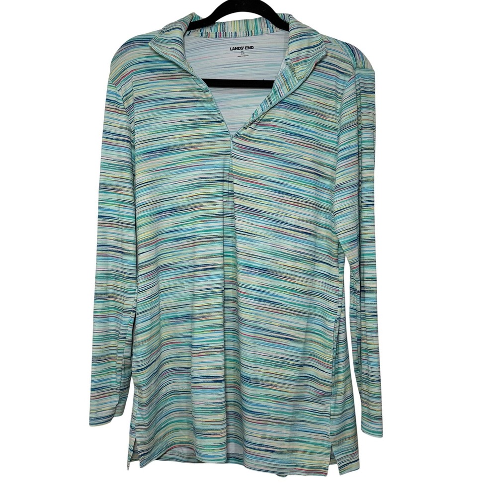 Land's End Long Sleeve Tunic Rash‎ Guard Cover-up UPF 50 W M 10-12 Pockets